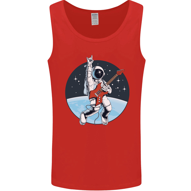 Space Rock Funny Astronaut Guitar Guitarist Mens Vest Tank Top Red