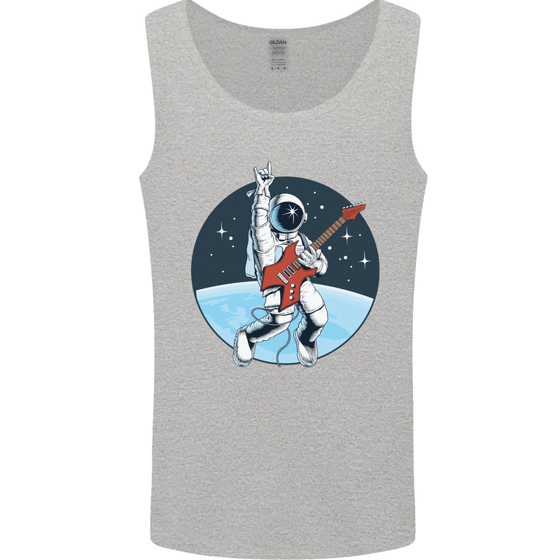 Space Rock Funny Astronaut Guitar Guitarist Mens Vest Tank Top Sports Grey