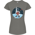 Space Rock Funny Astronaut Guitar Guitarist Womens Petite Cut T-Shirt Charcoal
