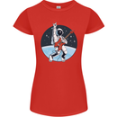 Space Rock Funny Astronaut Guitar Guitarist Womens Petite Cut T-Shirt Red