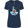 Space Rock Funny Astronaut Guitar Guitarist Womens Wider Cut T-Shirt Navy Blue