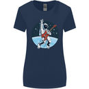 Space Rock Funny Astronaut Guitar Guitarist Womens Wider Cut T-Shirt Navy Blue