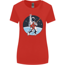 Space Rock Funny Astronaut Guitar Guitarist Womens Wider Cut T-Shirt Red