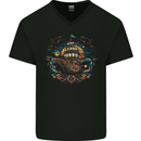 Space Ship Fantasy Boat Sailing Sailor Mens V-Neck Cotton T-Shirt Black