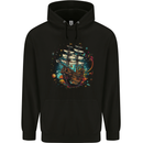 Space Ship Fantasy Galleon Sailing Sailor Childrens Kids Hoodie Black