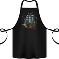 Space Ship Fantasy Galleon Sailing Sailor Cotton Apron 100% Organic Black