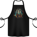 Space Ship Fantasy Galleon Sailing Sailor Cotton Apron 100% Organic Black