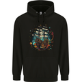 Space Ship Fantasy Galleon Sailing Sailor Mens 80% Cotton Hoodie Black