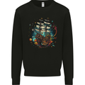Space Ship Fantasy Galleon Sailing Sailor Mens Sweatshirt Jumper Black