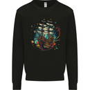 Space Ship Fantasy Galleon Sailing Sailor Mens Sweatshirt Jumper Black