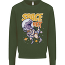 Space T-Rex Dinosaur Dino Astronaut Kids Sweatshirt Jumper Forest Green