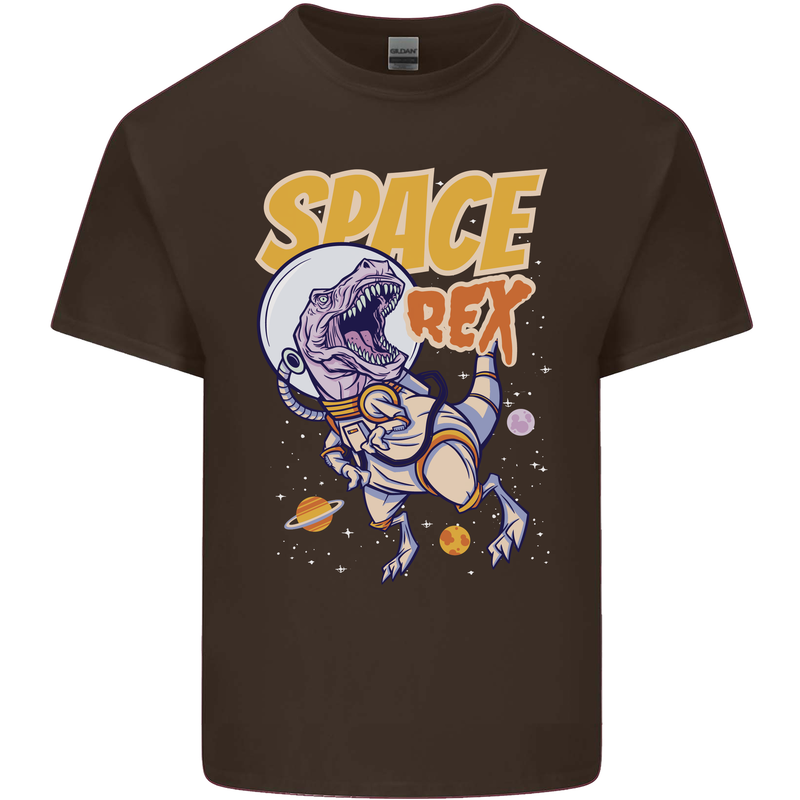 Space T-Rex Dinosaur Dino Astronaut Kids T-Shirt Childrens Chocolate