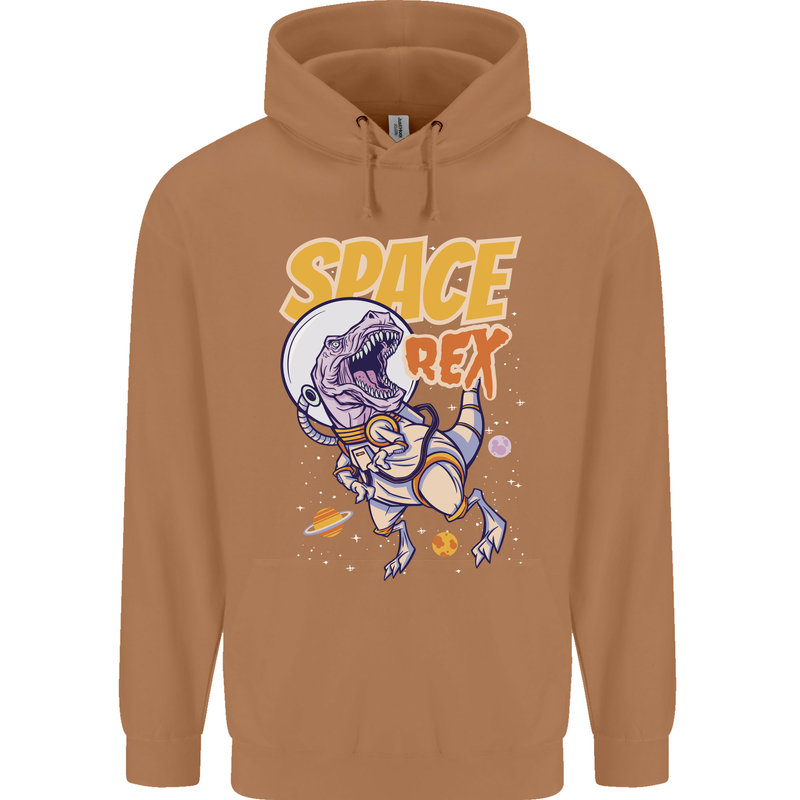 Space T-Rex Dinosaur Dino Astronaut Mens 80% Cotton Hoodie Caramel Latte