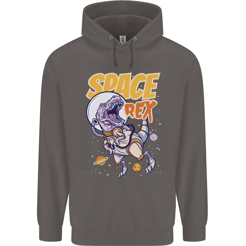 Space T-Rex Dinosaur Dino Astronaut Mens 80% Cotton Hoodie Charcoal