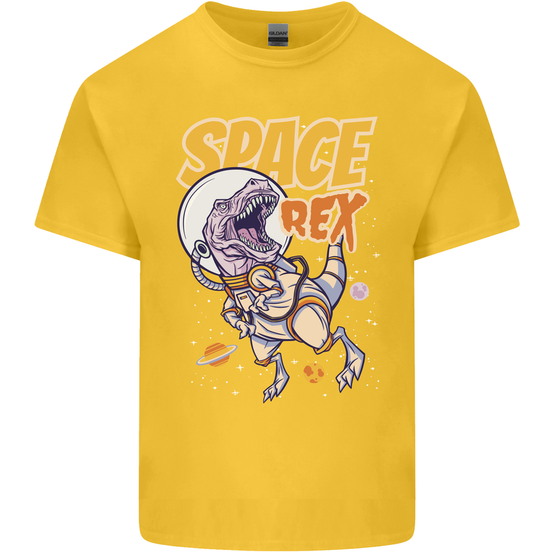 Space T-Rex Dinosaur Dino Astronaut Mens Cotton T-Shirt Tee Top Yellow