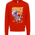 Space T-Rex Dinosaur Dino Astronaut Mens Sweatshirt Jumper Bright Red