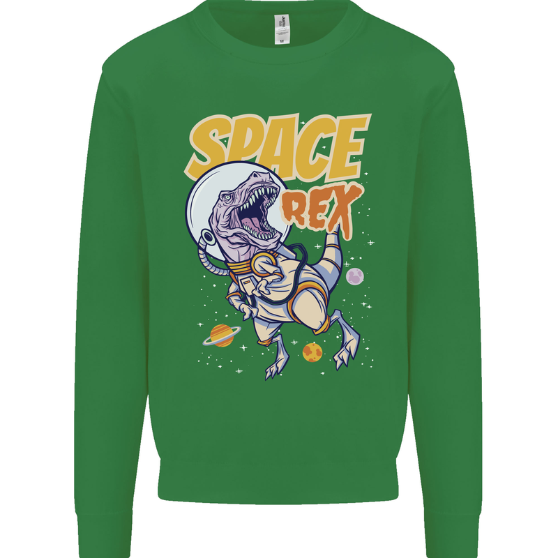 Space T-Rex Dinosaur Dino Astronaut Mens Sweatshirt Jumper Irish Green