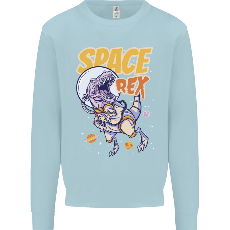 Space T-Rex Dinosaur Dino Astronaut Mens Sweatshirt Jumper Light Blue