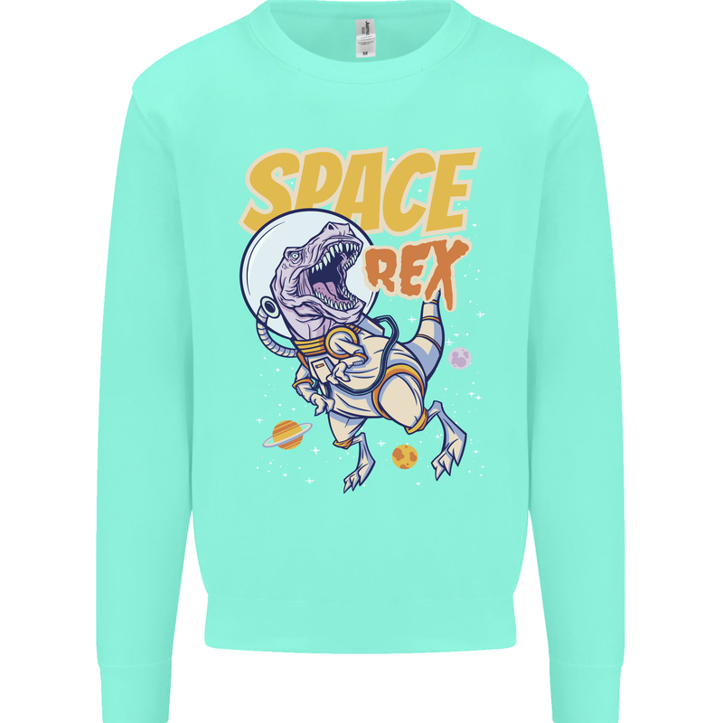 Space T-Rex Dinosaur Dino Astronaut Mens Sweatshirt Jumper Peppermint