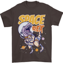 Space T-Rex Dinosaur Dino Astronaut Mens T-Shirt Cotton Gildan Dark Chocolate