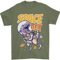 Space T-Rex Dinosaur Dino Astronaut Mens T-Shirt Cotton Gildan Military Green