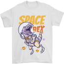 Space T-Rex Dinosaur Dino Astronaut Mens T-Shirt Cotton Gildan White
