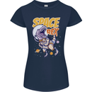 Space T-Rex Dinosaur Dino Astronaut Womens Petite Cut T-Shirt Navy Blue