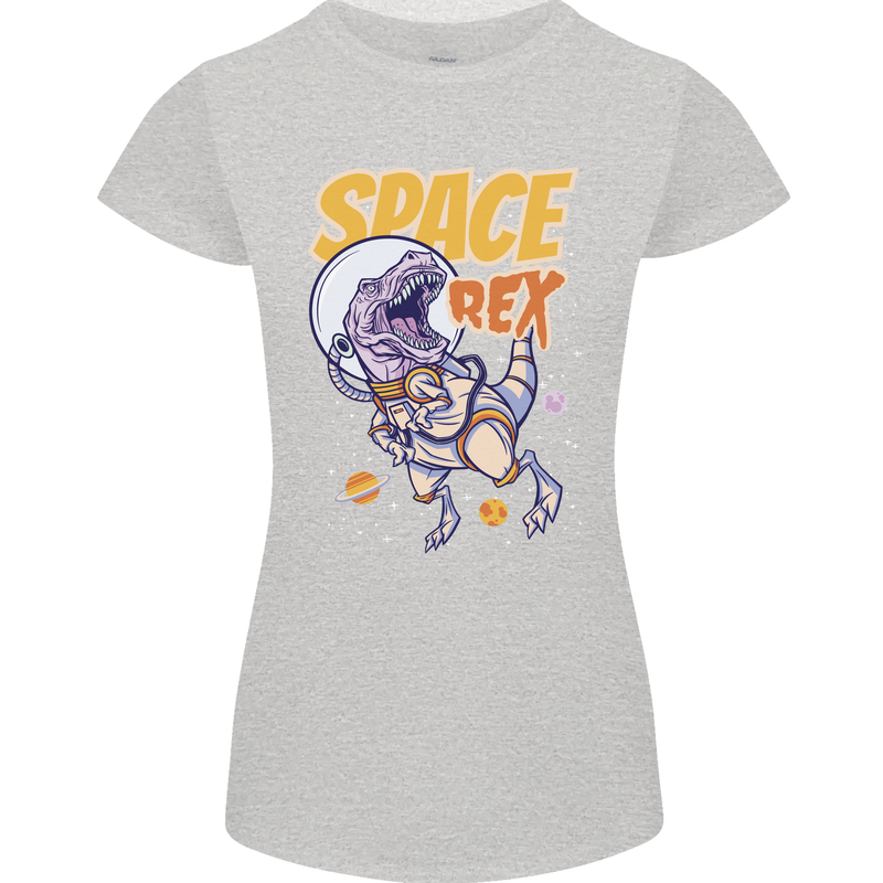 Space T-Rex Dinosaur Dino Astronaut Womens Petite Cut T-Shirt Sports Grey