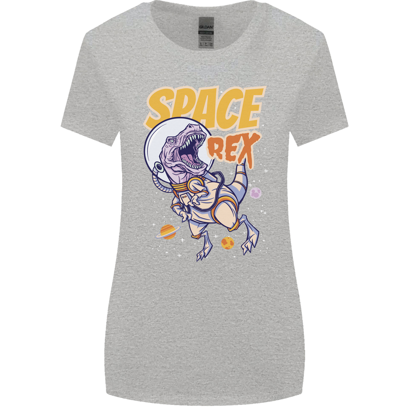 Space T-Rex Dinosaur Dino Astronaut Womens Wider Cut T-Shirt Sports Grey