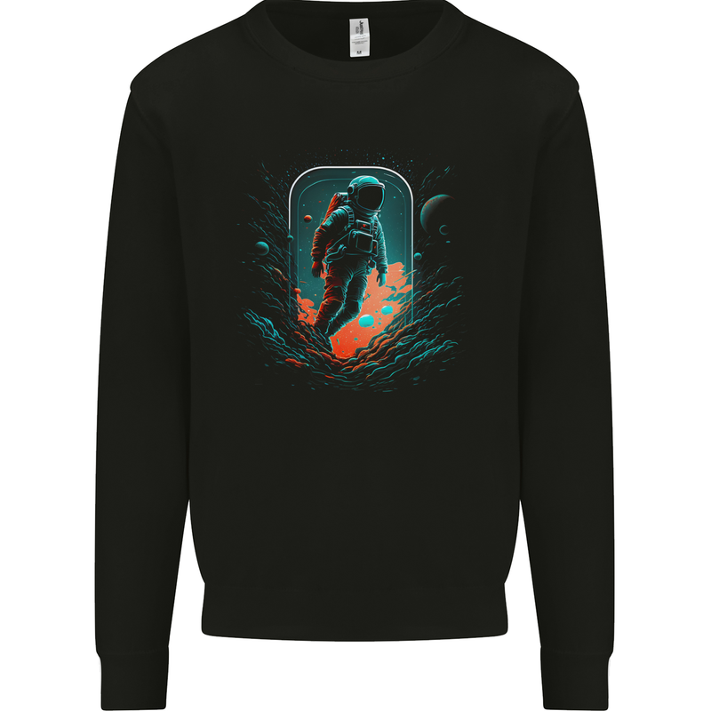 Space Traveller Astronaut Outer Planets Kids Sweatshirt Jumper Black