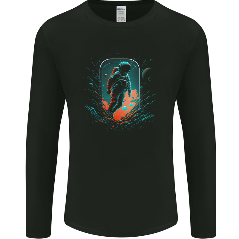 Space Traveller Astronaut Outer Planets Mens Long Sleeve T-Shirt Black