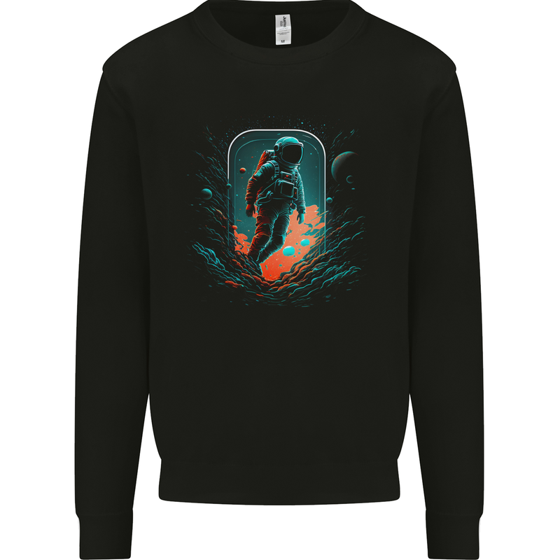 Space Traveller Astronaut Outer Planets Mens Sweatshirt Jumper Black