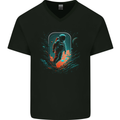 Space Traveller Astronaut Outer Planets Mens V-Neck Cotton T-Shirt Black