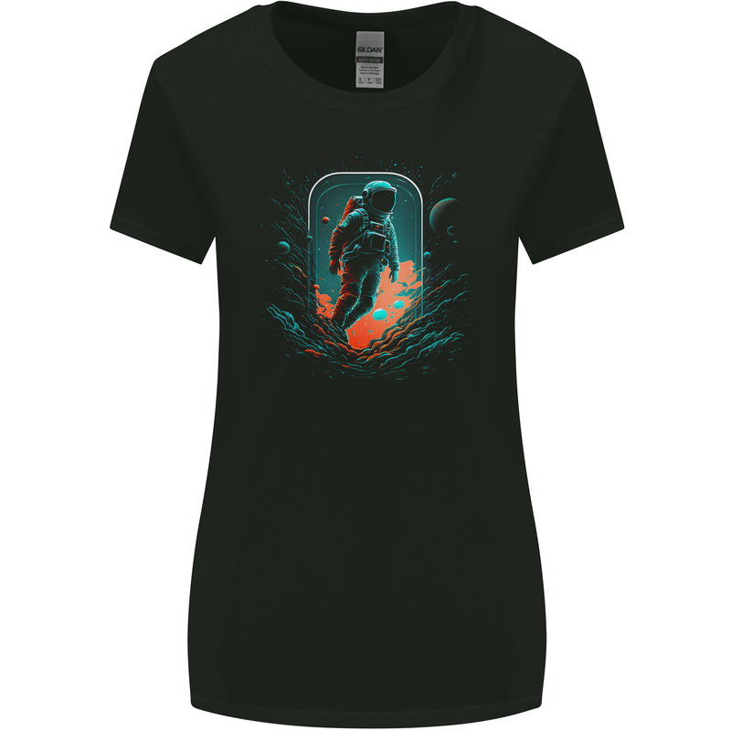 Space Traveller Astronaut Outer Planets Womens Wider Cut T-Shirt Black