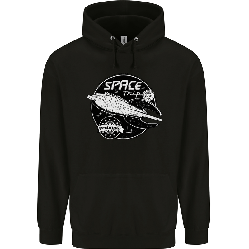 Space Trip Rocket Ship Astronaut Mens 80% Cotton Hoodie Black