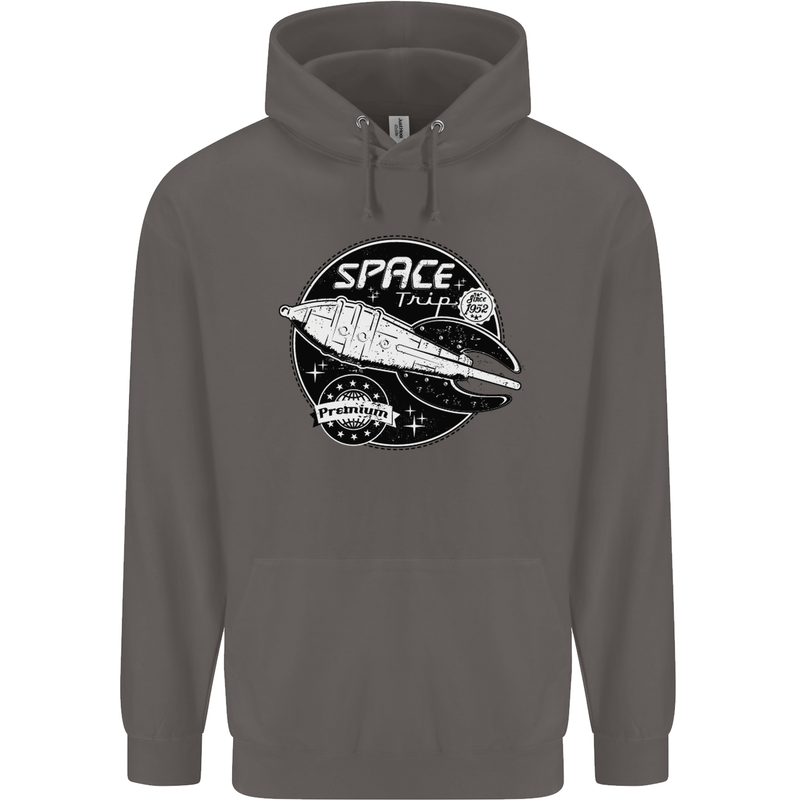 Space Trip Rocket Ship Astronaut Mens 80% Cotton Hoodie Charcoal