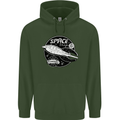 Space Trip Rocket Ship Astronaut Mens 80% Cotton Hoodie Forest Green