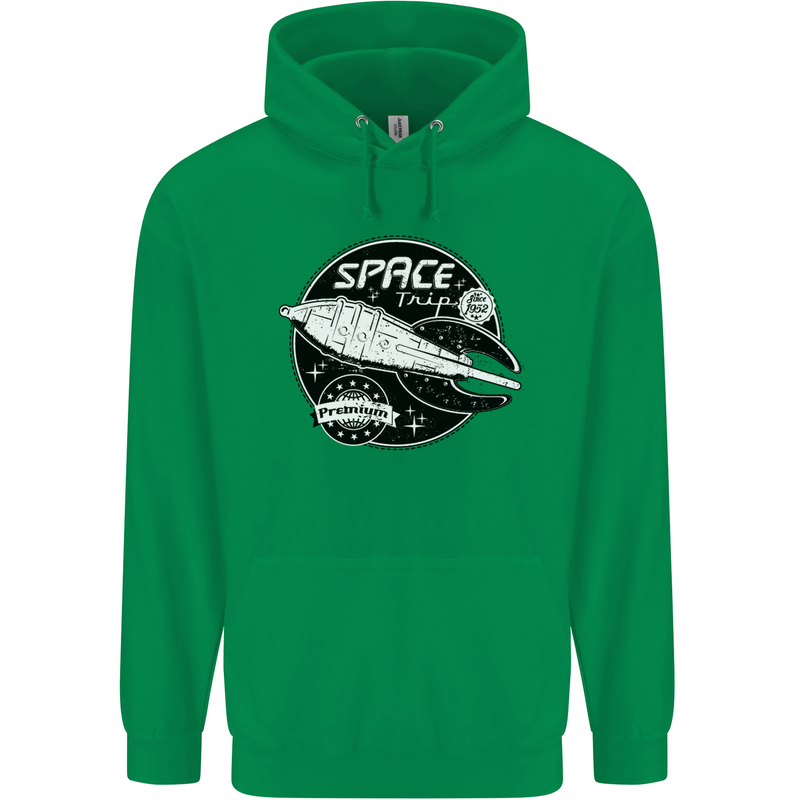 Space Trip Rocket Ship Astronaut Mens 80% Cotton Hoodie Irish Green