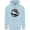 Space Trip Rocket Ship Astronaut Mens 80% Cotton Hoodie Light Blue