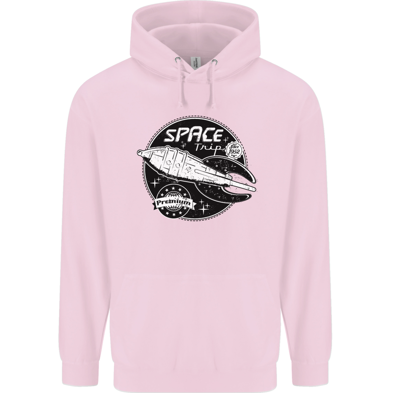 Space Trip Rocket Ship Astronaut Mens 80% Cotton Hoodie Light Pink