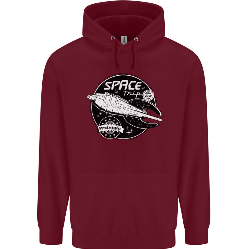 Space Trip Rocket Ship Astronaut Mens 80% Cotton Hoodie Maroon