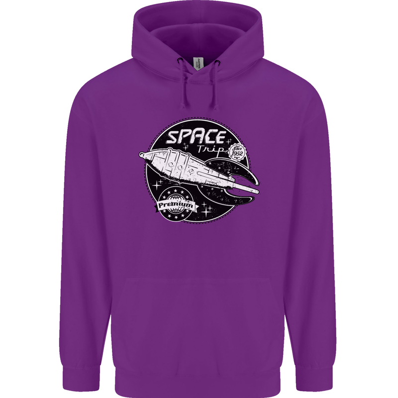 Space Trip Rocket Ship Astronaut Mens 80% Cotton Hoodie Purple