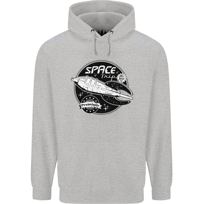 Space Trip Rocket Ship Astronaut Mens 80% Cotton Hoodie Sports Grey