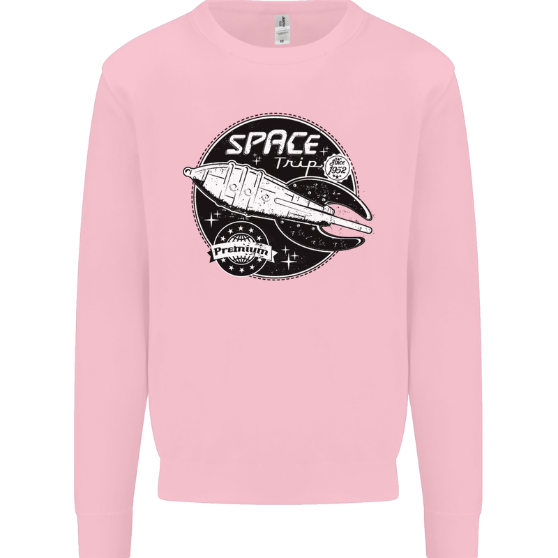 Space Trip Rocket Ship Astronaut Mens Sweatshirt Jumper Light Pink
