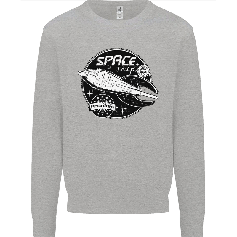 Space Trip Rocket Ship Astronaut Mens Sweatshirt Jumper Sports Grey