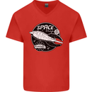 Space Trip Rocket Ship Astronaut Mens V-Neck Cotton T-Shirt Red