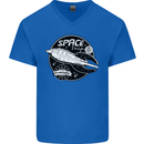 Space Trip Rocket Ship Astronaut Mens V-Neck Cotton T-Shirt Royal Blue