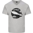 Space Trip Rocket Ship Astronaut Mens V-Neck Cotton T-Shirt Sports Grey