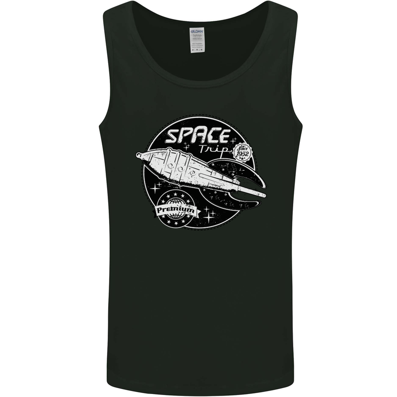 Space Trip Rocket Ship Astronaut Mens Vest Tank Top Black