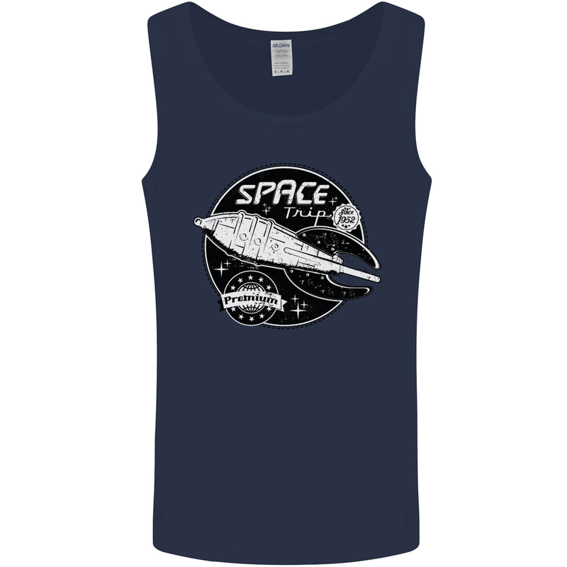 Space Trip Rocket Ship Astronaut Mens Vest Tank Top Navy Blue